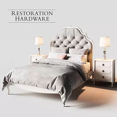 Elegant Paulette Tufted Bed Set 3D model image 1 