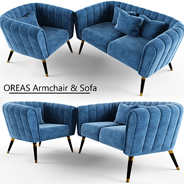 Velvet Elegance: OREAS Armchair & Sofa 3D model image 1 