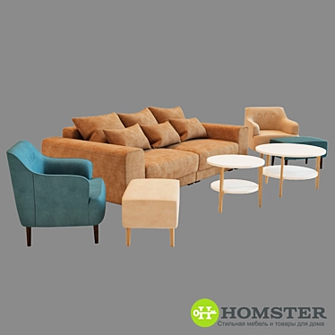 Elegant HOMSTER Furniture Set 3D model image 1 