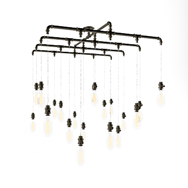 Industrial Pipe Chandelier 3D model image 1 