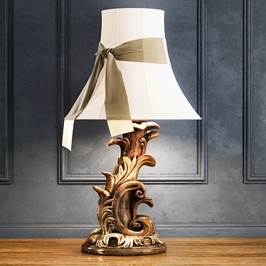 Classic Table Lamp with Wooden Base 3D model image 1 