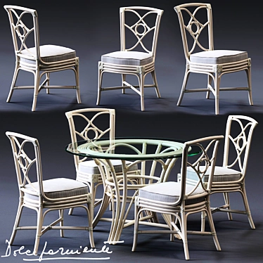 Luxury Dolcefarniente ORTENSIA Chair & IRENE Table 3D model image 1 