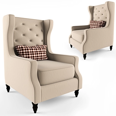 Cozy Red Stripe Accent Chair 3D model image 1 