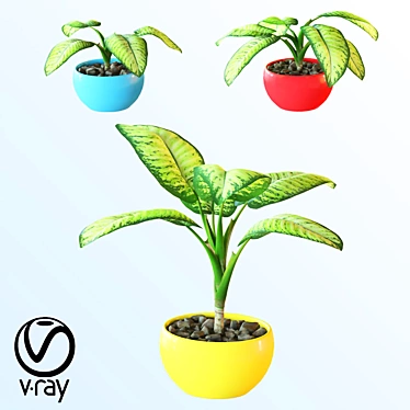 Tropical Room Plant Set 3D model image 1 