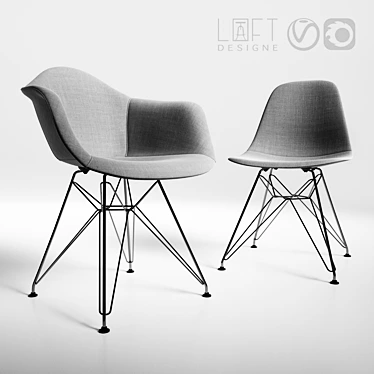 LOFTdesigne Eames Chairs Replica - Model 3565 & 3566 3D model image 1 