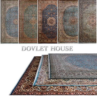 Luxurious DOVLET HOUSE Silk Carpets (Set of 5) 3D model image 1 