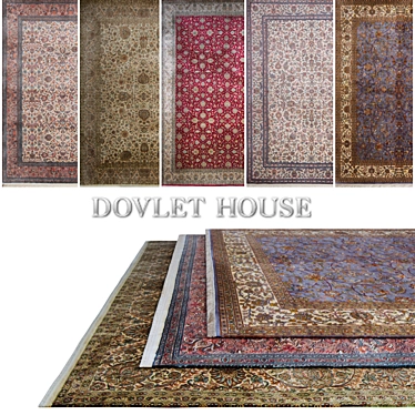 Luxury Silk Carpets Set - 5 Pieces 3D model image 1 