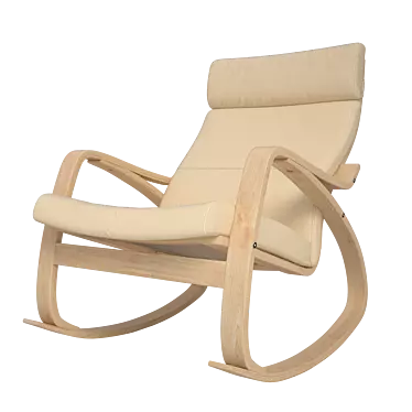 Elegant Rocking Chair in Light Beige 3D model image 1 