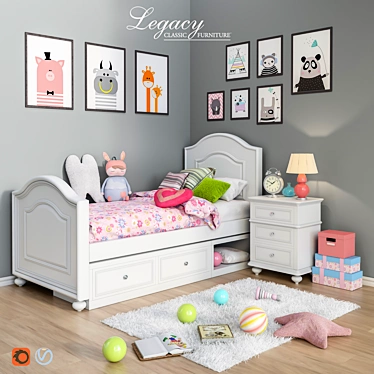 Classic Bedroom Furniture Set with Accessories 3D model image 1 