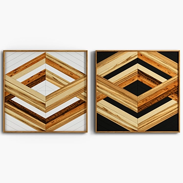 Modern Wood Panel Art in 3D 3D model image 1 