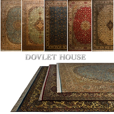 DOVLET HOUSE 5pc Kashmir Silk Carpets (Part 122) 3D model image 1 