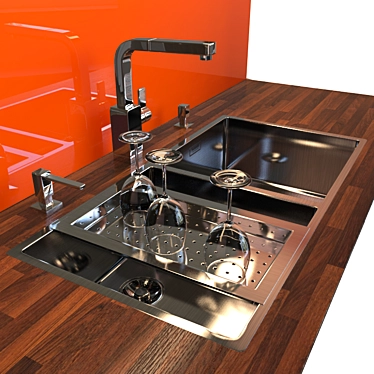 Sleek Blanco Claron Sink & Levos-s Mixer 3D model image 1 