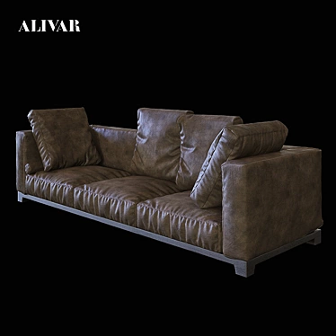 Tailor Sofa: Luxury Wood & Leather 3D model image 1 