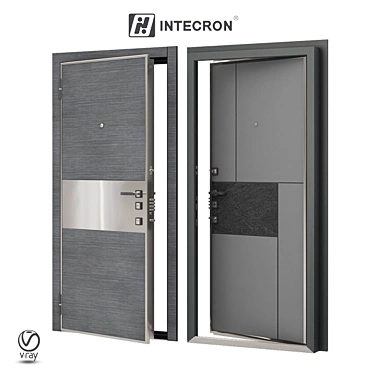 Vitalia: Steel Door with Stainless Steel Insert 3D model image 1 