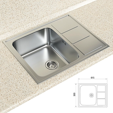 Lotus LTP 615.500-XT8P: Large, Deep Wash Basin 3D model image 1 