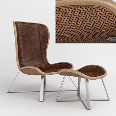 Volare Lounge Chair Ottoman: Stylish Comfort 3D model image 1 