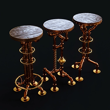 Steampunk Industrial Stools 3D model image 1 