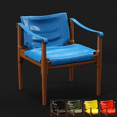 Mid Century Oak Safari Chair by Douglas Heaslet 3D model image 1 