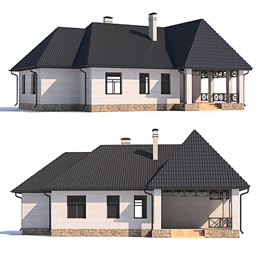 Country Charm: Single-Storey Abode 3D model image 1 