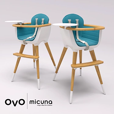 Micuna OVO MAX LUXE High Chair: Comfort and Safety for Your Baby 3D model image 1 