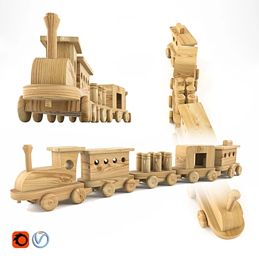 Wooden Train Toy for Kids 3D model image 1 