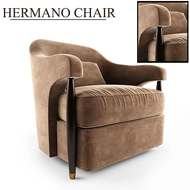 Hermano Walnut Chair: Comfortable Elegance with Maple Exposed Wood 3D model image 1 