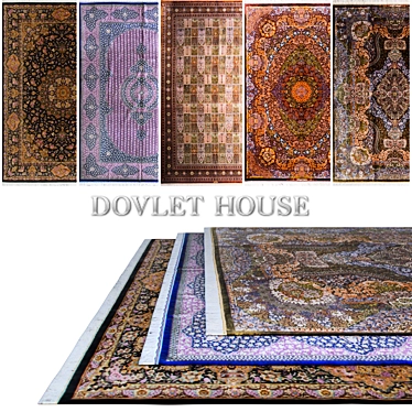 Luxury Silk Carpets Set (5 Pieces) 3D model image 1 