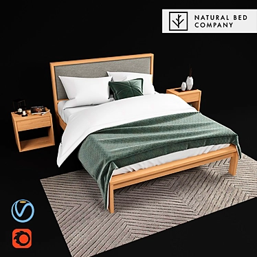 Shetland Padded Headboard Bed 3D model image 1 