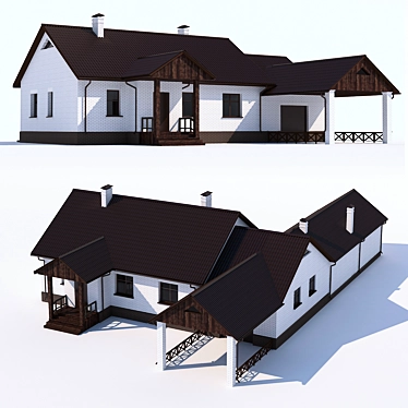 Elegant Single-Story with Garage & Veranda 3D model image 1 