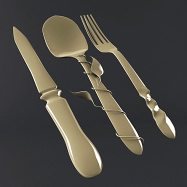 Elegant Cutlery Set 3D model image 1 