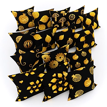 Golden Autumn Pillow Set: 15 HQ Textures 3D model image 1 