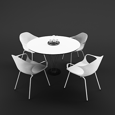 Modern Vitra Table & Chair Set 3D model image 1 