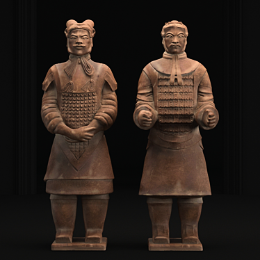 Title: Terracotta Army Soldiers Sculpture

Description (translated): Sculptures of officers and generals from the Terracotta Army. Replicas 3D model image 1 