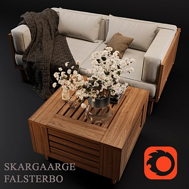 Skargaarden Falsterbo Teak Sofa 3D model image 1 