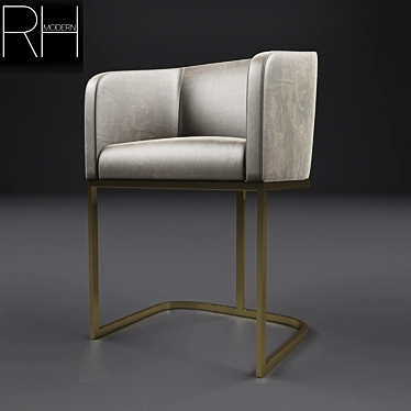 Sleek Steel Frame Leather Armchair 3D model image 1 