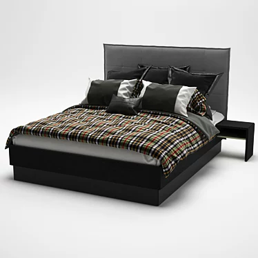 Modern Scottish Checkered Bed 3D model image 1 