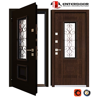 Azhur Metal Entrance Door 3D model image 1 