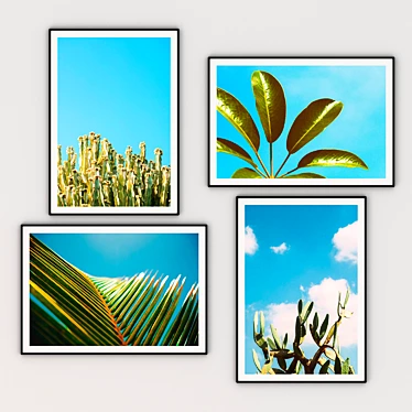 Botanical Photo Set with Modern Frames 3D model image 1 