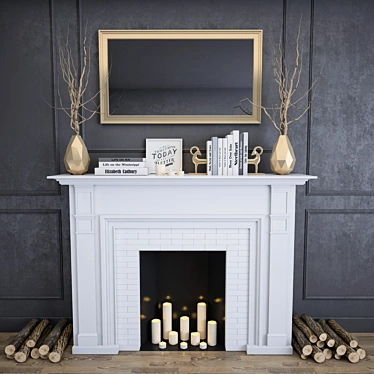 Decorative Fireplace with Set 3D model image 1 