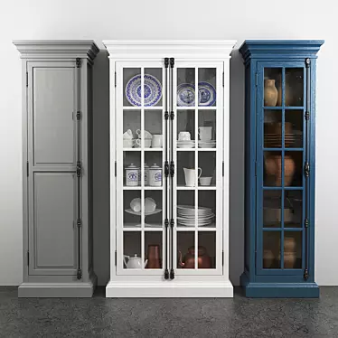 Elegant French Casement Cabinet 3D model image 1 