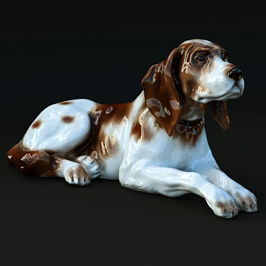 Porcelain Resting Setter Figurine 3D model image 1 