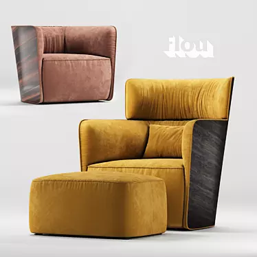 Modern Foldable Lounge Chair & Ottoman 3D model image 1 