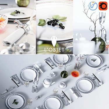 Han Platinum Dinner Set - Elegant Collection for Dining 3D model image 1 
