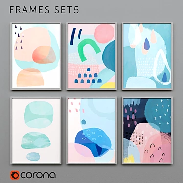 Elegant Set of 6 Frames 3D model image 1 