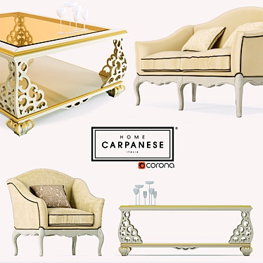 Carpanese Collection: Sofa, Armchair, Table 3D model image 1 