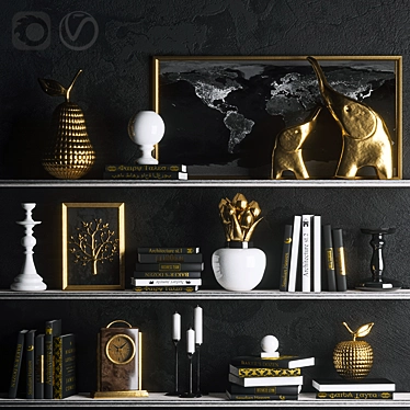 Elegant Golden Decor 3D model image 1 