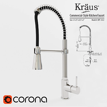 KRAUS KPF-1612: Modern Single Lever Kitchen Faucet 3D model image 1 