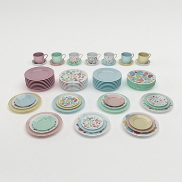 Elegant Popi Porcelain Tableware 3D model image 1 