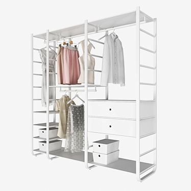 Modern Open Wardrobe System - IKEA Elwarly 3D model image 1 