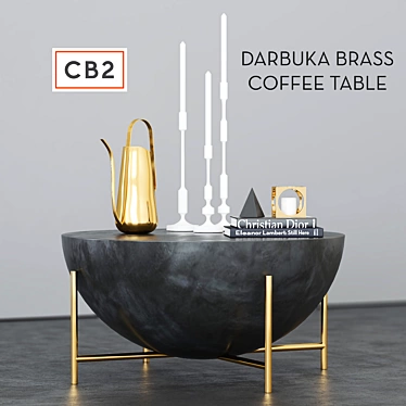 Darbuka Brass Coffee Table - Stylish, Functional, and Timeless 3D model image 1 